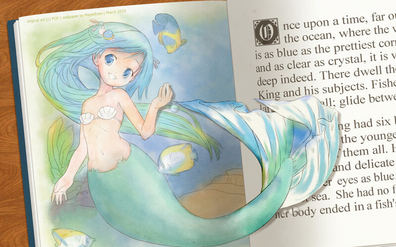mermaid illustration in book
