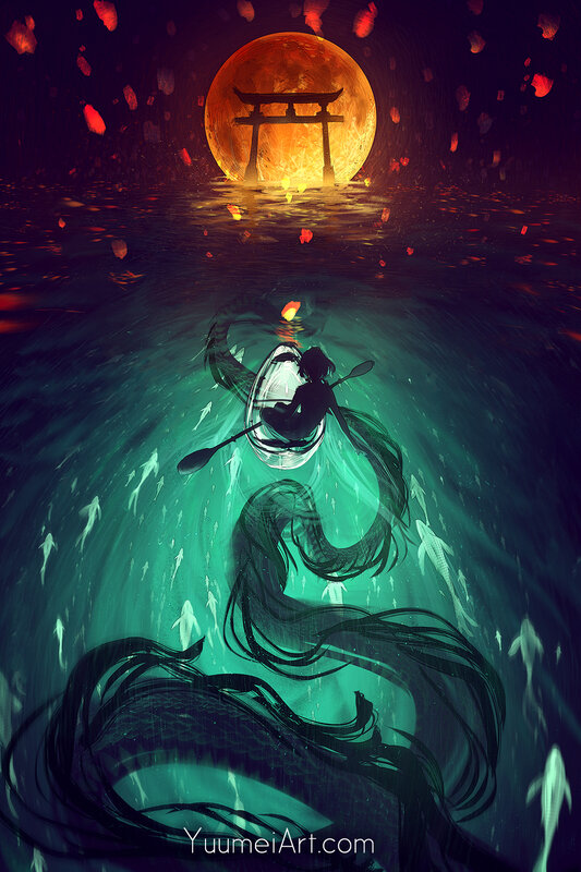 Mermaid in a Boat — Green