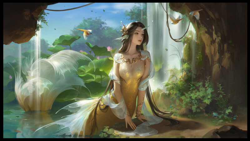 Mermaid in a Cave — Green