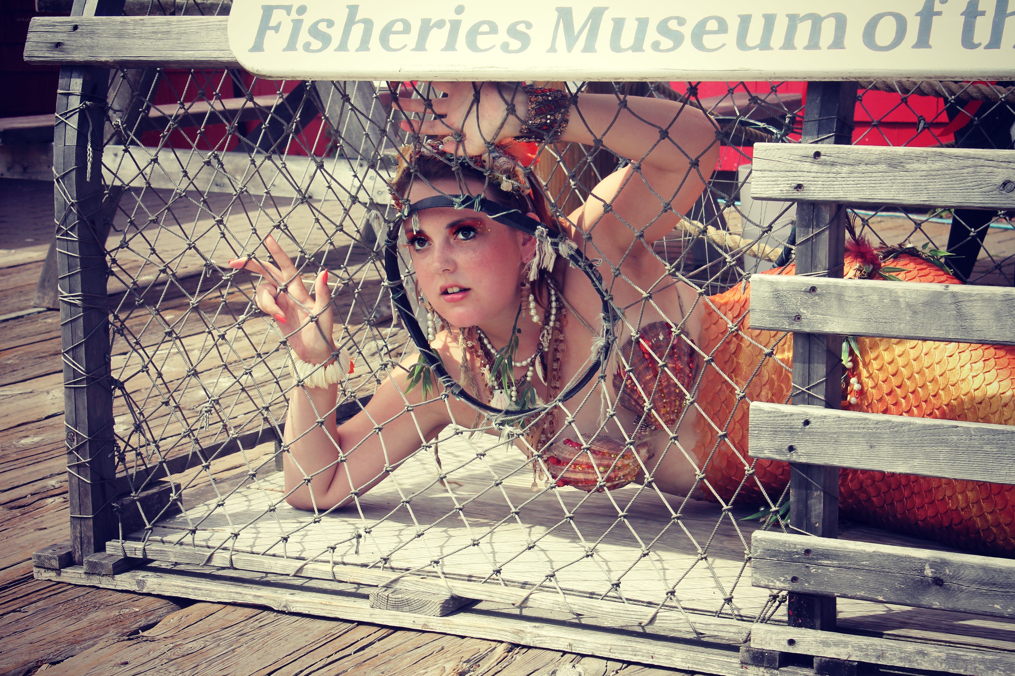 Mermaid in a fish trap