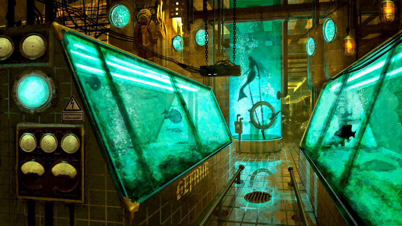 Mermaid in Aquarium — Green