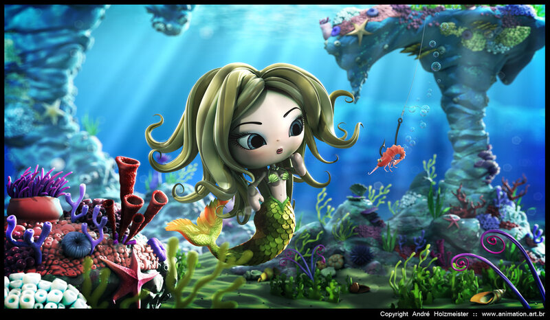 mermaid in coral reef