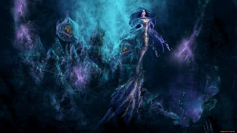 mermaid in dark underwater realm