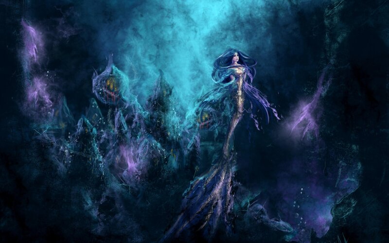 Mermaid in Dark Water — Blue