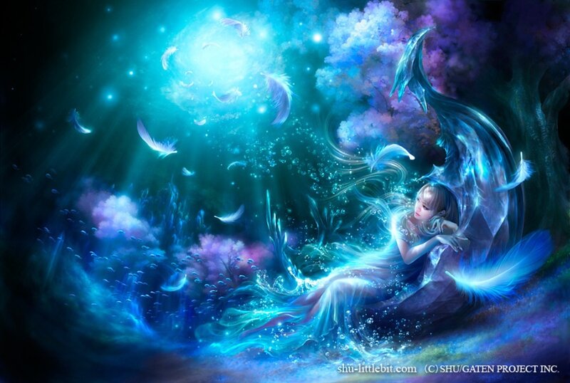 mermaid in glowing underwater realm