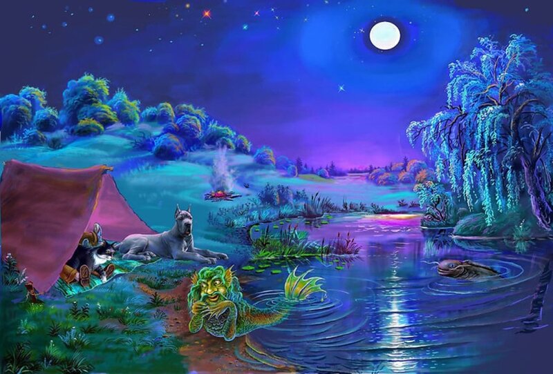 Mermaid in Lake — Blue