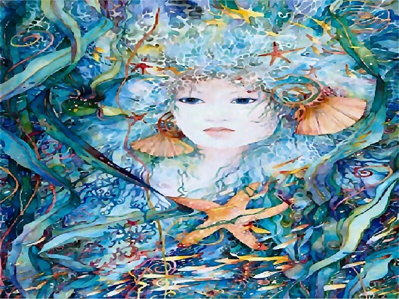 Mermaid in Seaweed — Blue