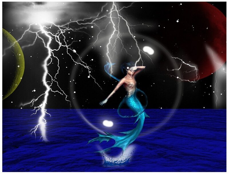 mermaid in stormy sea