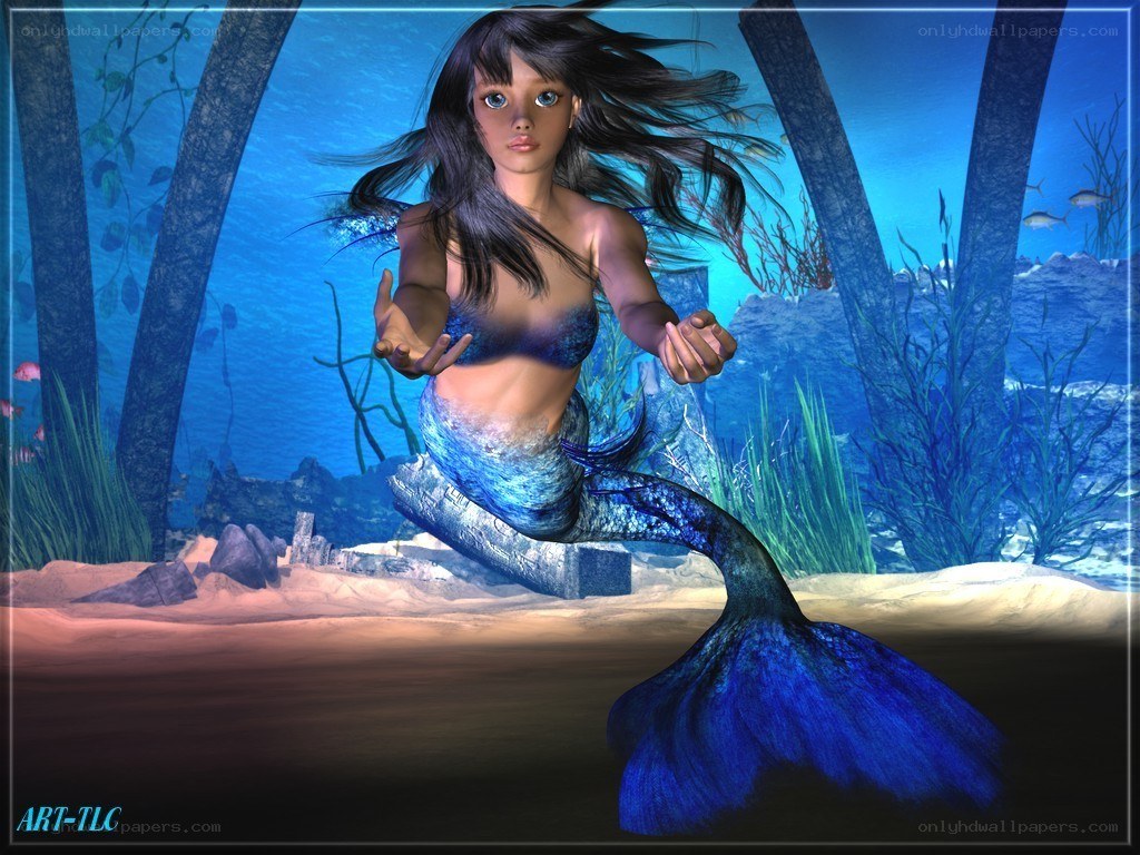 mermaid in underwater forest