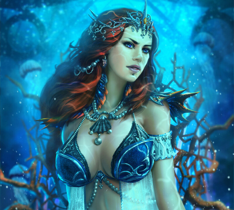 Mermaid in Underwater Scene — Blue, Dramatic
