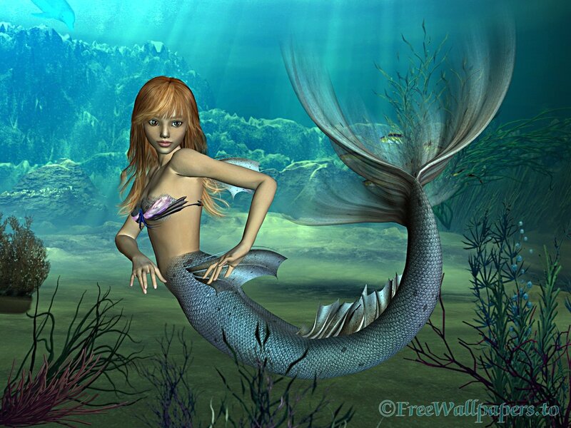 Mermaid in Underwater Scene — Blue, Serene, 3d Render