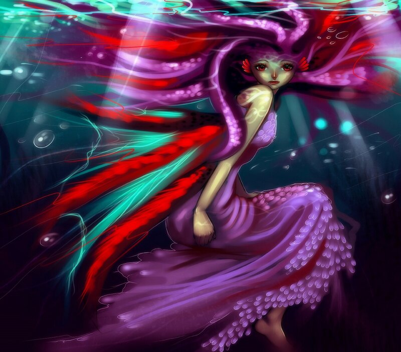 Mermaid in Underwater Scene — Purple