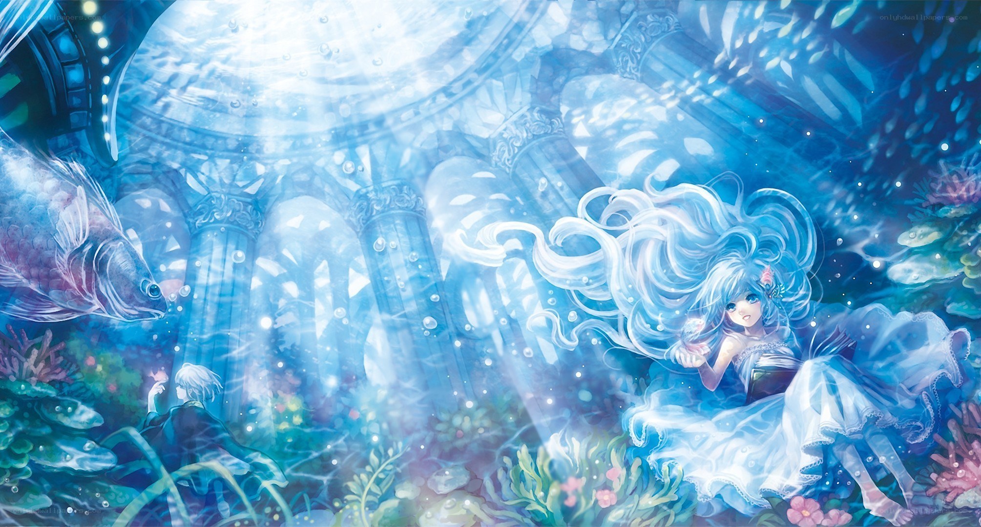 mermaid in underwater temple