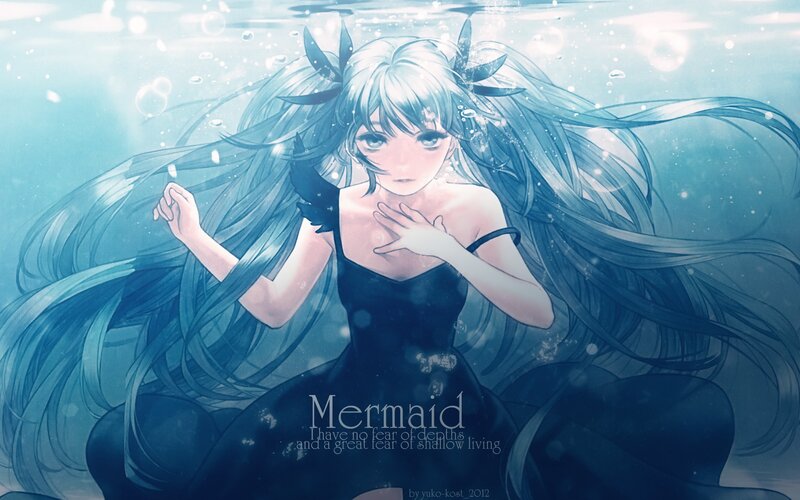 Mermaid in Water — Blue, Serene, Anime