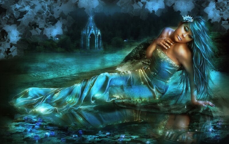 Mermaid in Water — Blue
