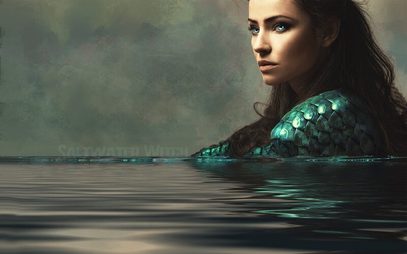 Mermaid in Water — Green, Dramatic