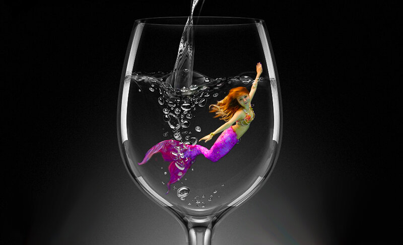 Mermaid in Wine Glass