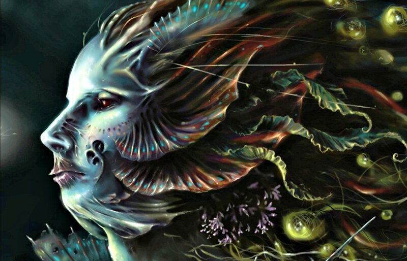 Mermaid-like Creature — Blue, Dramatic