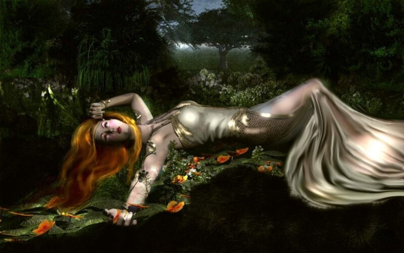 Mermaid Lying in Forest