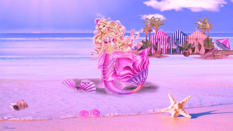 Mermaid on Beach — Pink, Serene