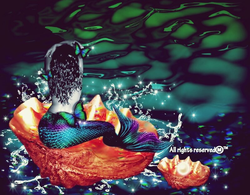 Mermaid on Rock — Green