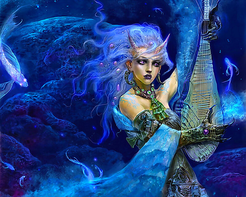 Mermaid Playing Lute
