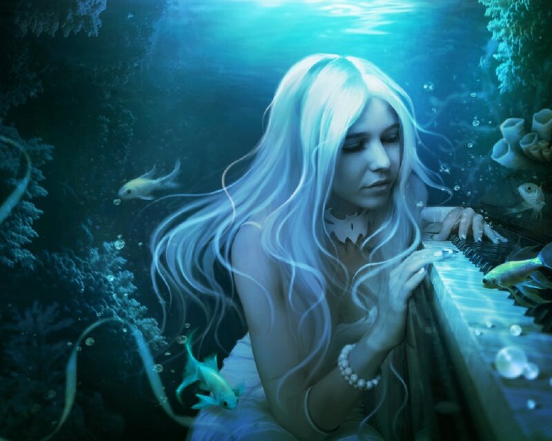 Mermaid Playing Piano
