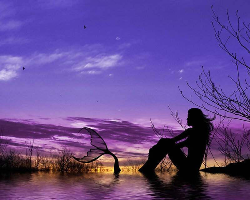 Mermaid Silhouette — Purple