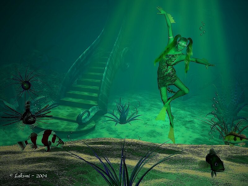 mermaid under sea stairs