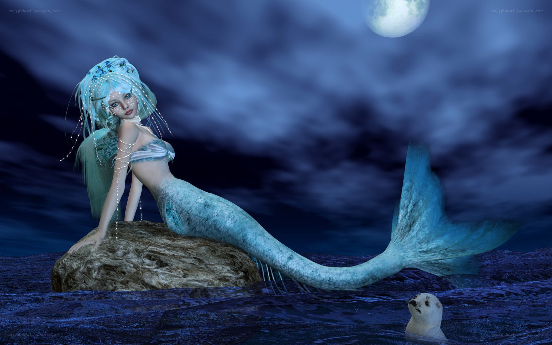 mermaid under the moonlight