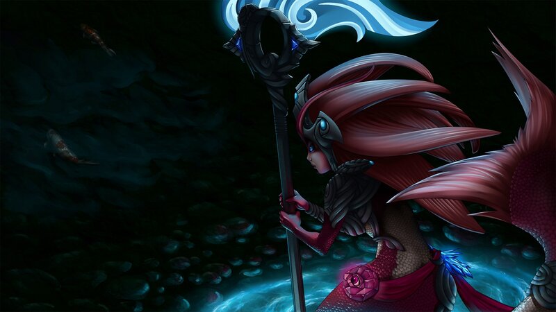 Mermaid Warrior Holding Staff