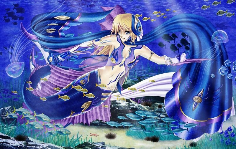 mermaid warrior in ocean