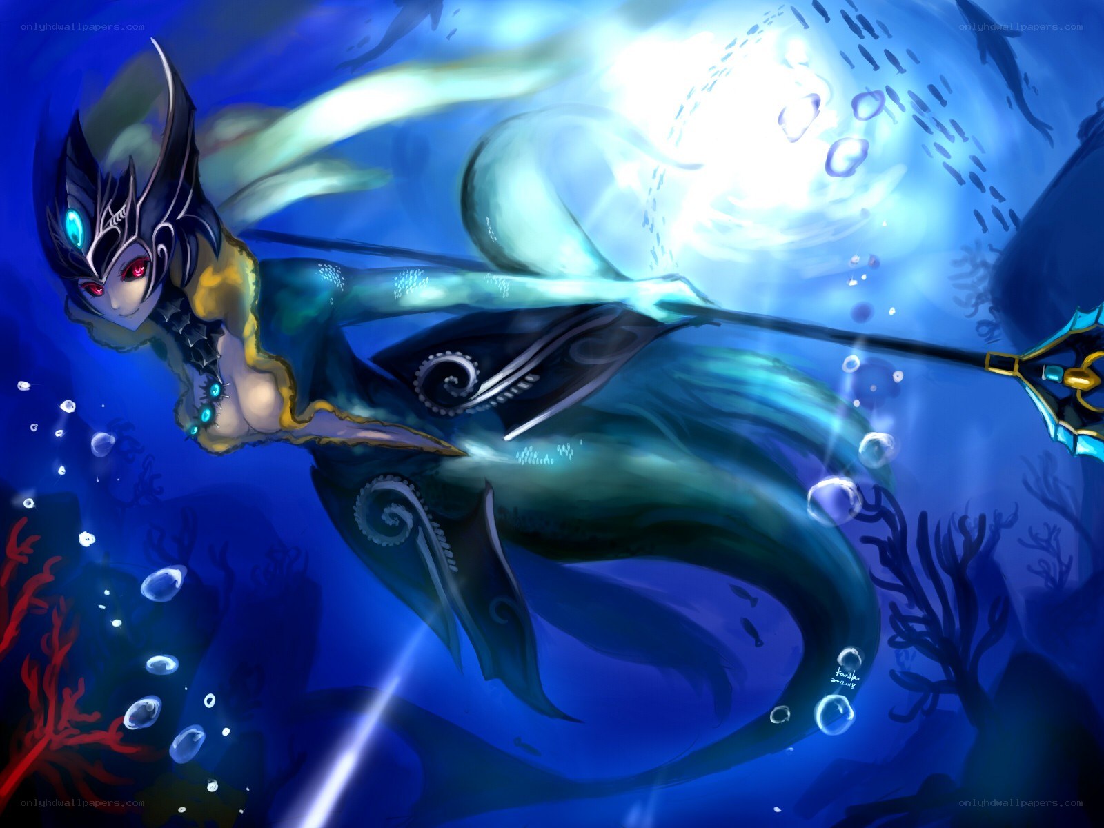 mermaid warrior in ocean