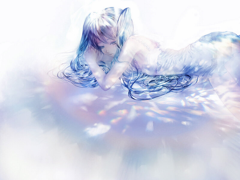 Mermaid with Blue Hair — White