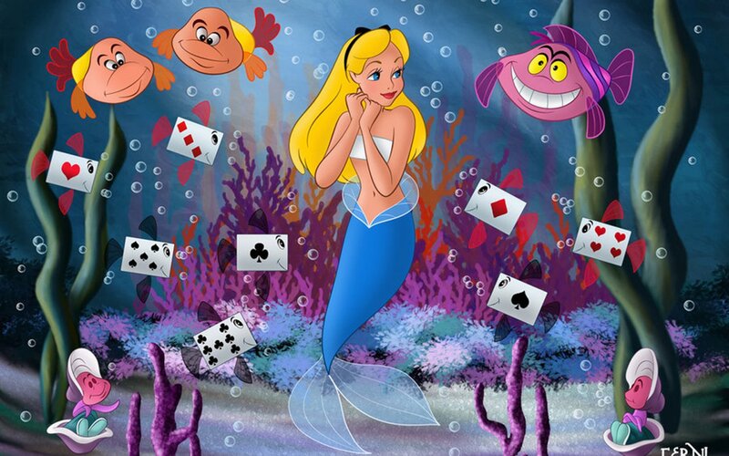 Mermaid with Fish and Cards