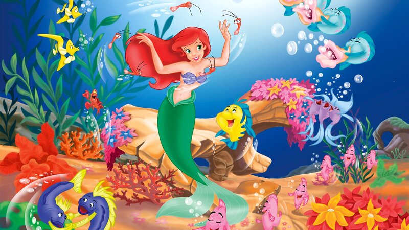 Mermaid with Fish Friends — Blue, Playful