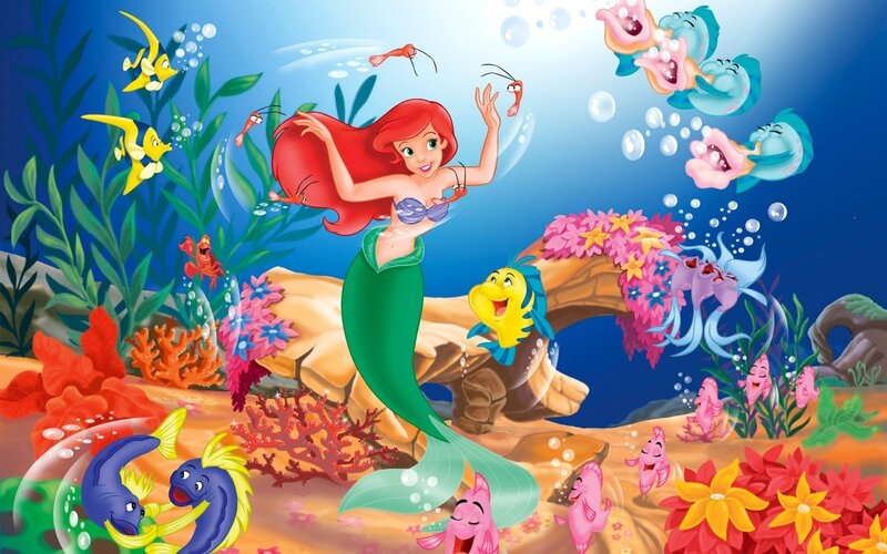 Mermaid with Fish Friends — Blue