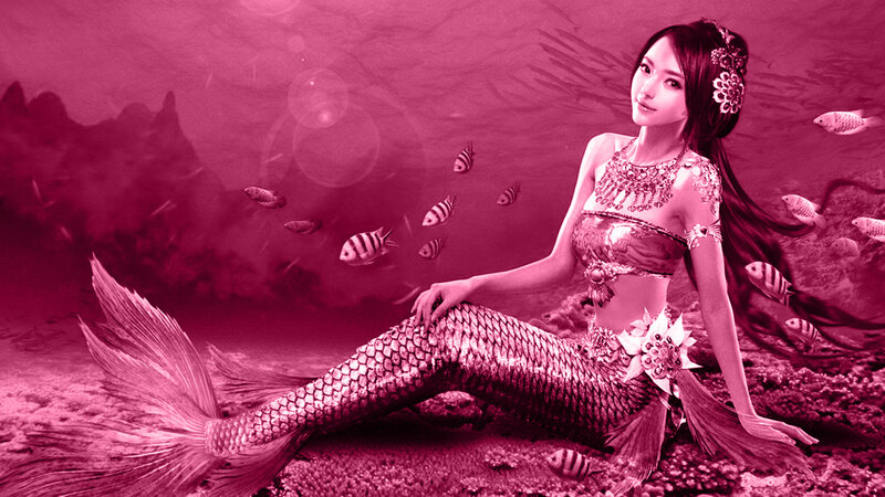 Mermaid with Fish — Magenta