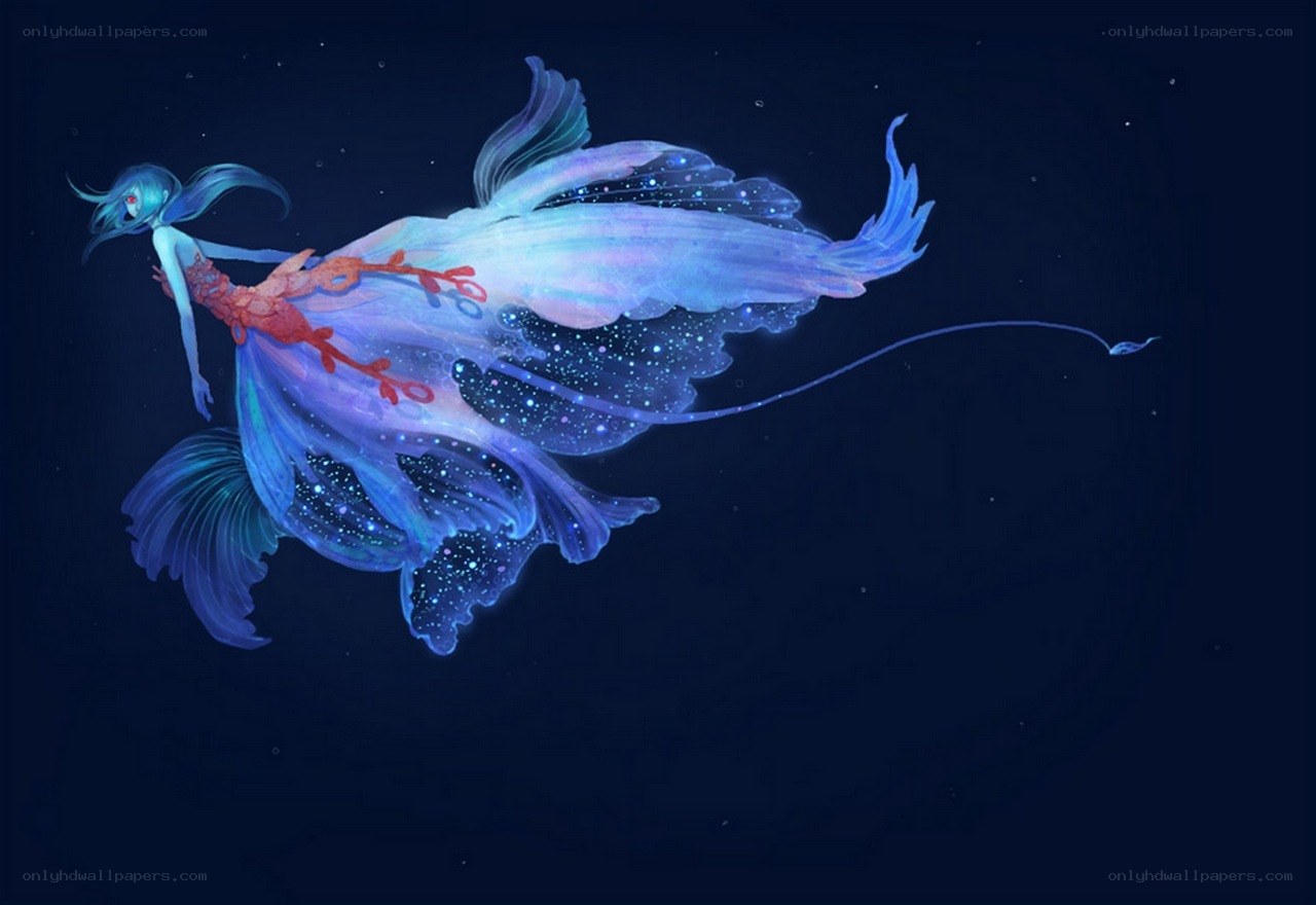 mermaid with glowing wings