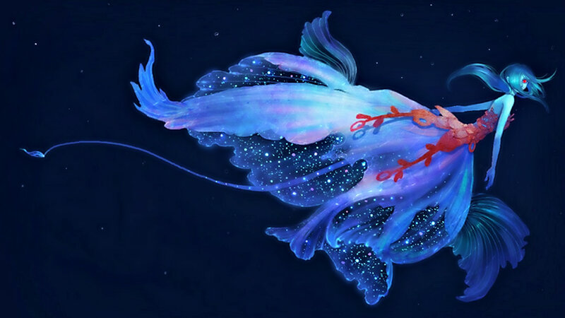 Mermaid with Glowing Wings — Blue