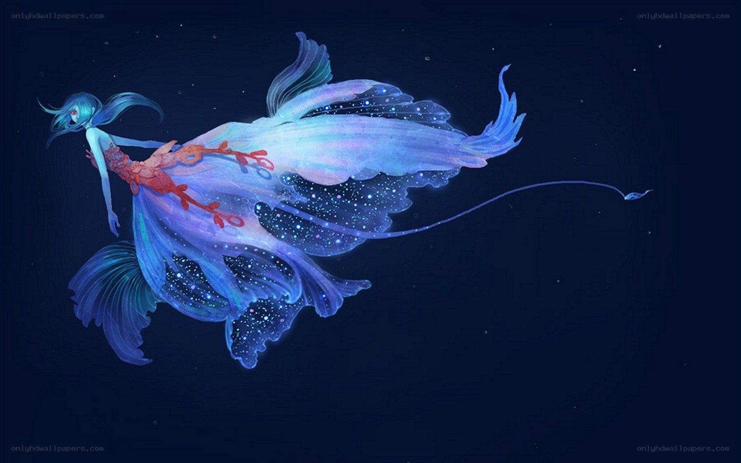 mermaid with glowing wings