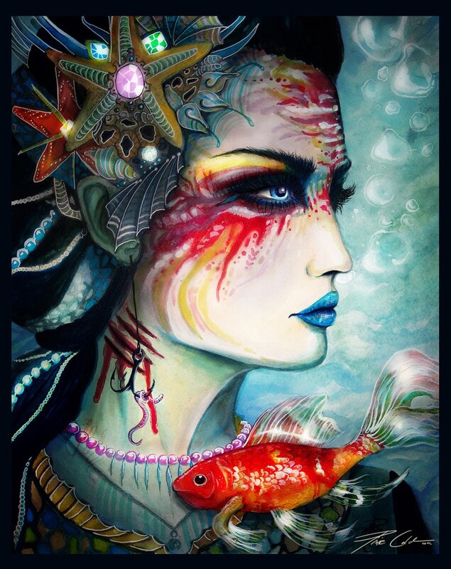 mermaid with goldfish