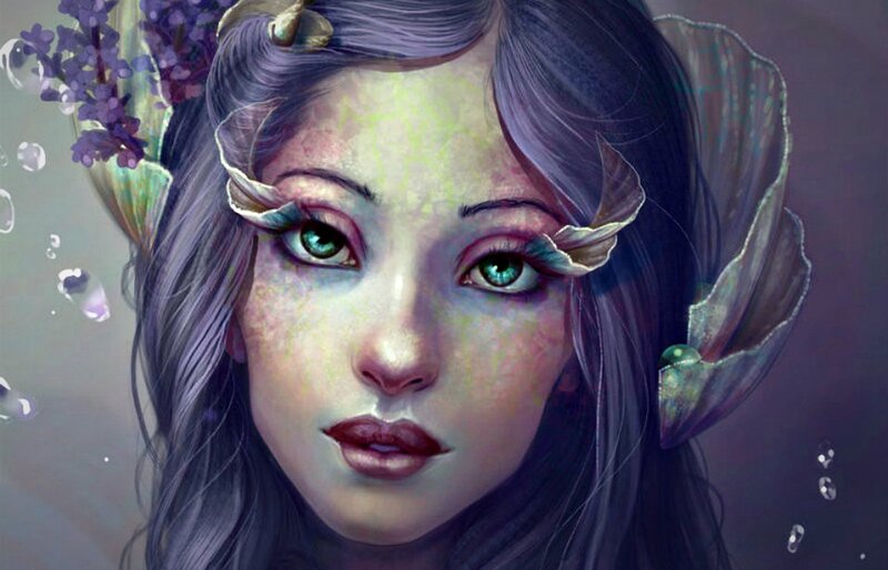 Mermaid with Green Eyes — Purple