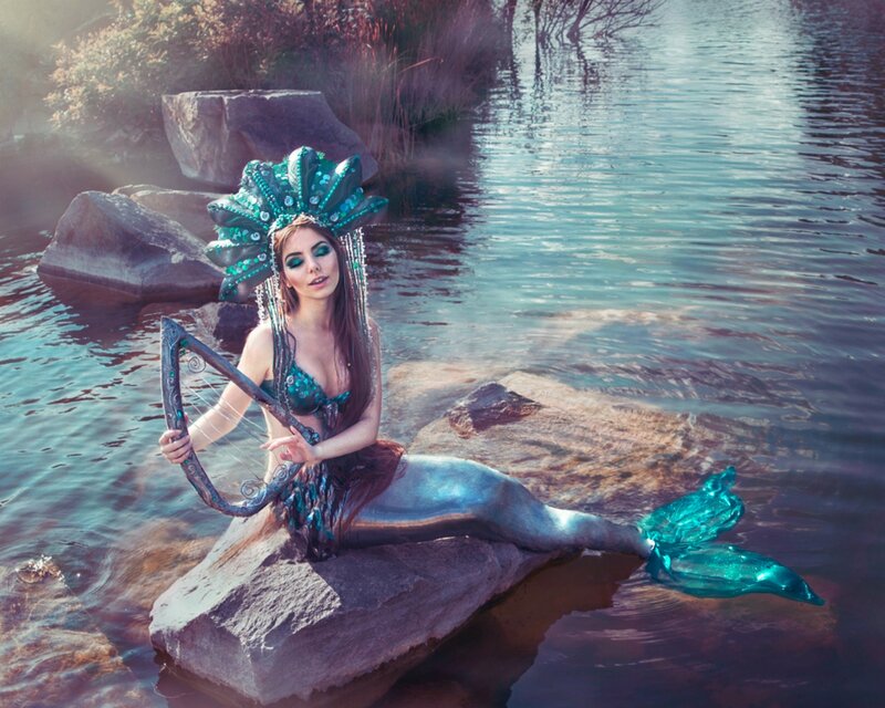 Mermaid with Harp — Blue