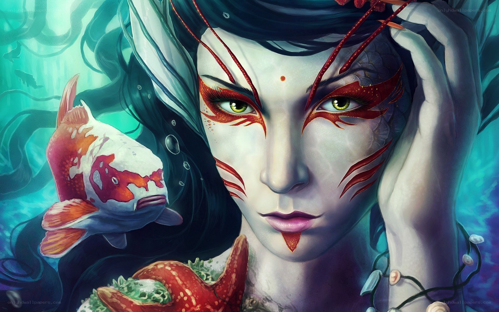mermaid with koi fish