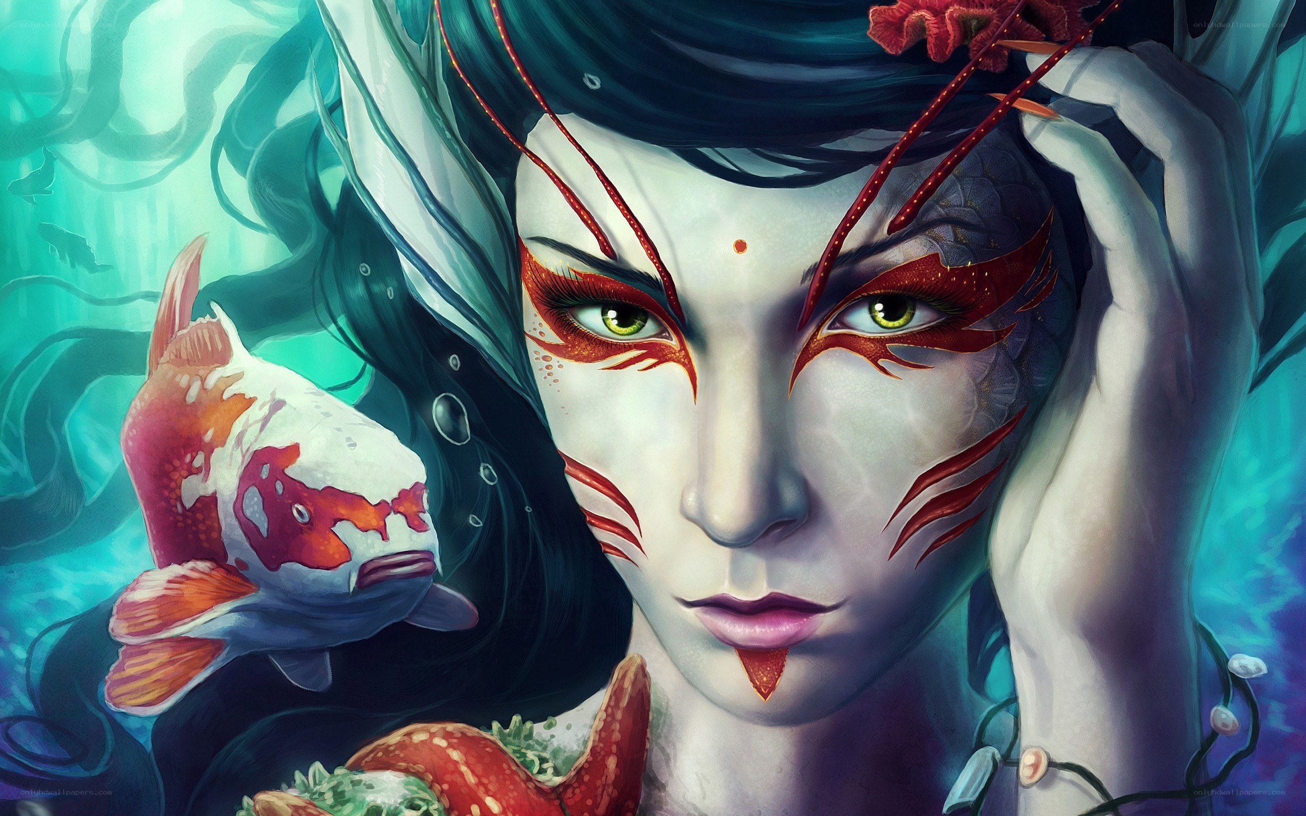 mermaid with koi fish