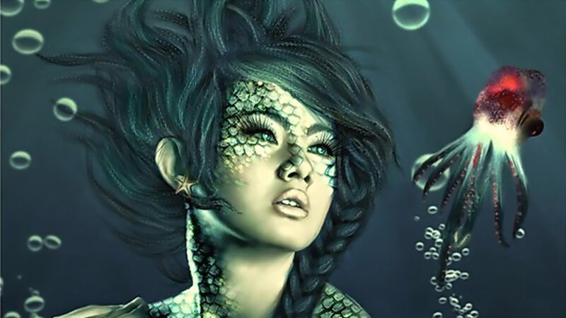mermaid with octopus underwater