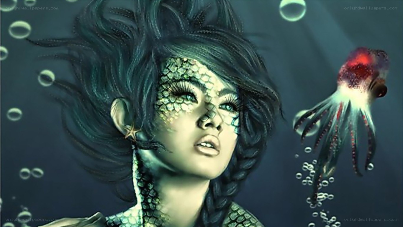 mermaid with octopus underwater