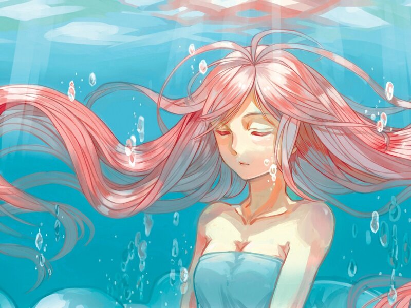 Mermaid with Pink Hair — Blue