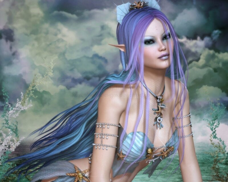 Mermaid with Purple Hair — Dramatic